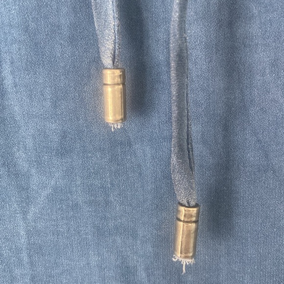 FREE PEOPLE Womens Ruffle Me Up Smocked Tie Tank Drawstring Sleeveless Blue Med - Picture 8 of 11